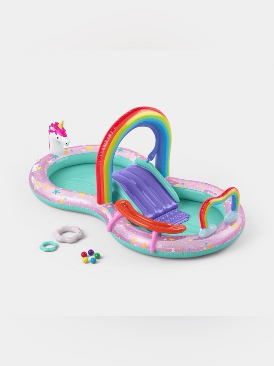 Sunsquad Other - Sun Squad Unicorn Rainbow Inflatable Splash Play Center Kiddie Pool NEW 18M+